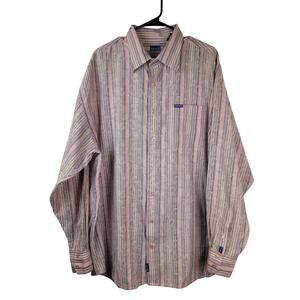 Enyce Clothing Company Men's Y2K Pink Gray Striped Paisley Button Up Shirt Sz XL